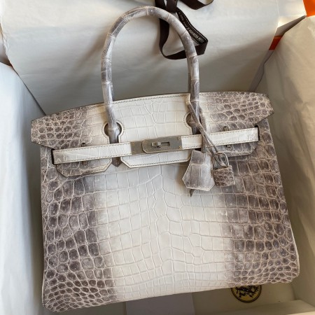 Hermes Birkin 30 Handmade Bag In Himalaya Niloticus Crocodile Skin