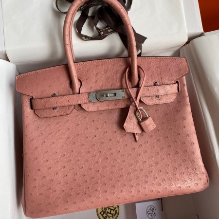 Hermes Birkin 30 Retourne Handmade Bag In Terre Cuite Ostrich Leather