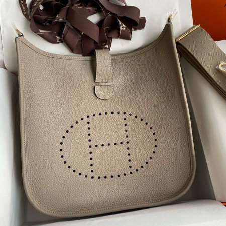 Hermes Evelyne III PM 29 Handmade Bag in Gris Asphalt Clemence Leather