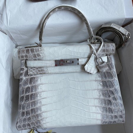 Hermes Kelly Retourne 28 Handmade Bag In Himalaya Crocodile Niloticus Skin