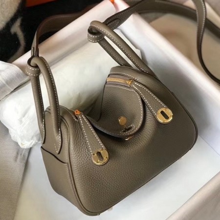 Hermes Lindy Mini Bag In Taupe Clemence Calfskin