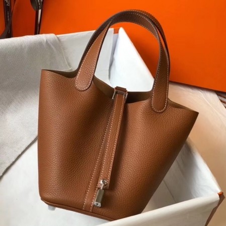 Hermes Picotin Lock 18 Bag In Gold Clemence Leather