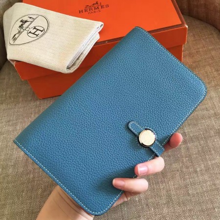 Hermes Dogon Combine Wallet In Jean Blue Leather