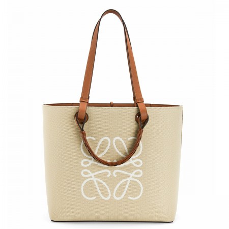 Loewe Anagram Medium Tote Bag In Jacquard and Calfskin 