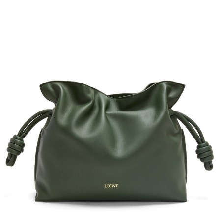 Loewe Flamenco Clutch Bag in Bottle Green Nappa Calfskin 