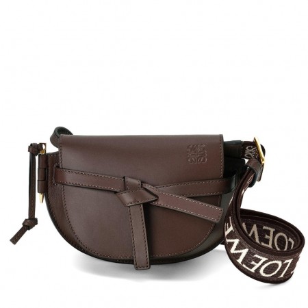 Loewe Mini Gate Dual Bag In Chocolate Calfskin