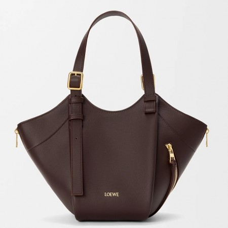 Loewe Hammock Flip Bag in Dark Chestnut Calfskin