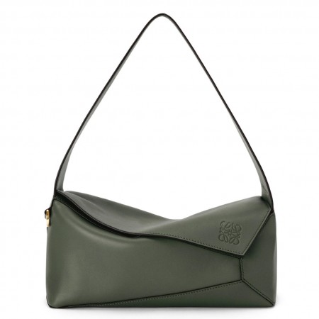 Loewe Puzzle Hobo Bag In Vintage Khaki Nappa Calfskin