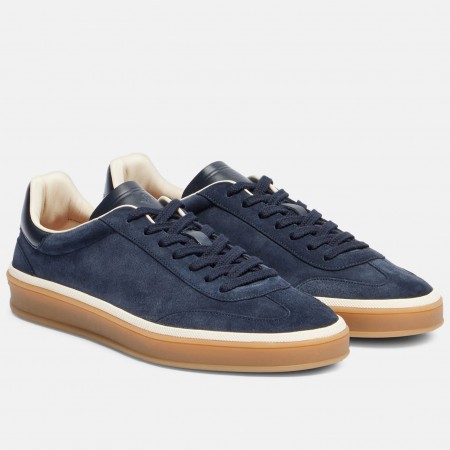 Loro Piana Women's Tennis Walk Sneakers in Blue Suede