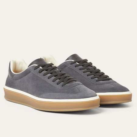 Loro Piana Women's Tennis Walk Sneakers in Grey Suede