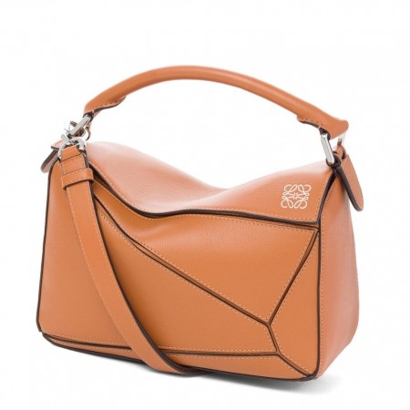 Loewe Small Puzzle Bag In Brown Calfskin Leather