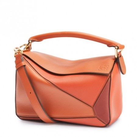 Loewe Small Puzzle Bag In Tan/Orange/Camel Calfskin