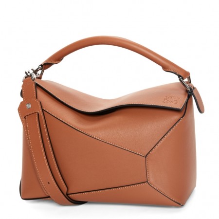 Loewe Puzzle Medium Bag In Brown Classic Calfskin