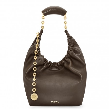 Loewe Small Squeeze Bag in Chocolate Nappa Lambskin 