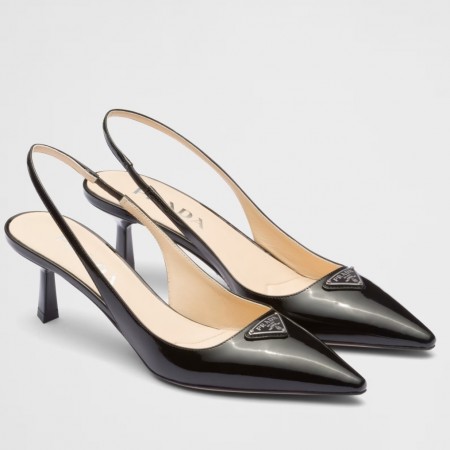 Prada Slingback Pumps 55mm in Black Patent Leather 