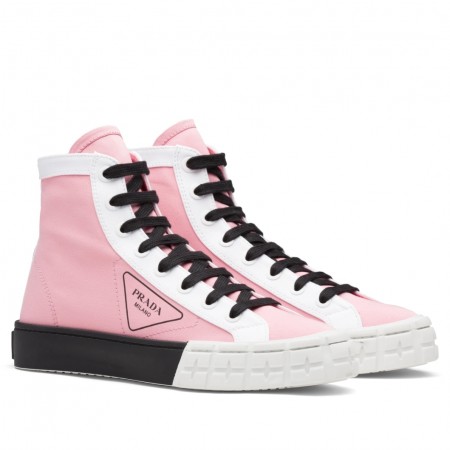 Prada Pink/White Gabardine High-top Sneakers