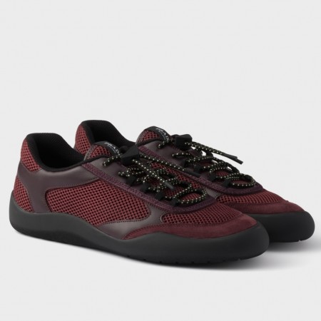 Prada Women's Speedrocks in Burgundy Mesh and Leather