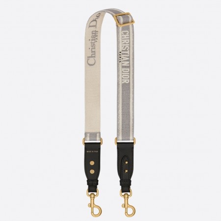 Dior Grey Embroidery Adjustable Shoulder Strap