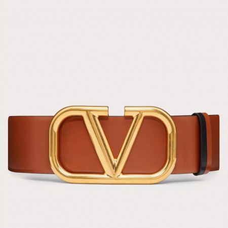 Valentino VLogo Reversible Belt 70mm in Brown and Black Calfskin