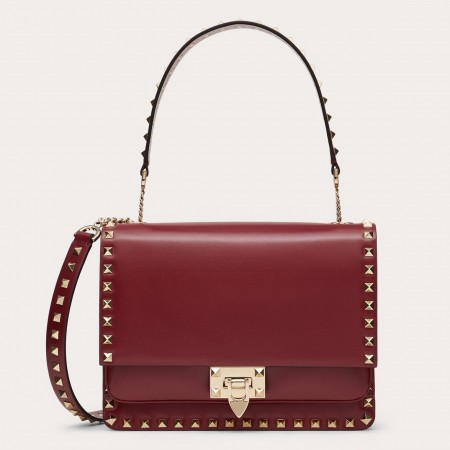 Valentino Rockstud Crossbody Bag In Red Calfskin 