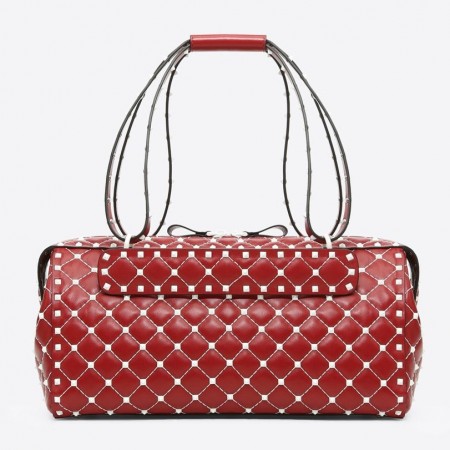 Valentino Garavani Red Free Rockstud Spike Duffle Bag