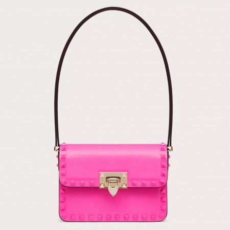 Valentino Rockstud23 Small Shoulder Bag in Pink Calfskin