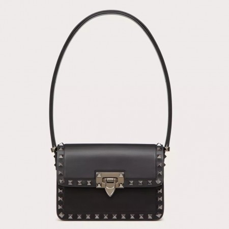 Valentino Rockstud23 Small Shoulder Bag in Black Calfskin