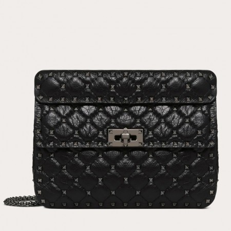 Valentino Medium Rockstud Spike Chain Black Bag