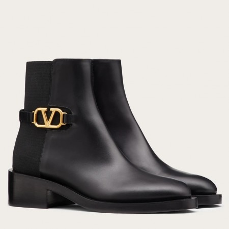 Valentino VLogo Signature Ankle Boots In Black Leather