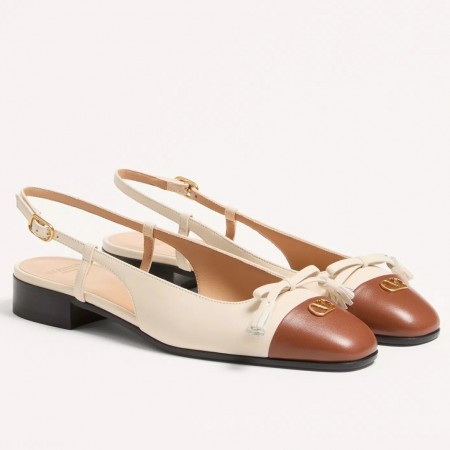 Valentino Valet Du Roi Slingback Ballerina in White Lambskin