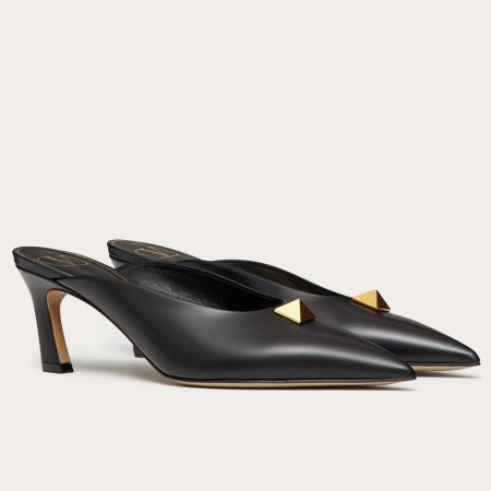 Valentino Roman Stud Mules 65mm In Black Leather