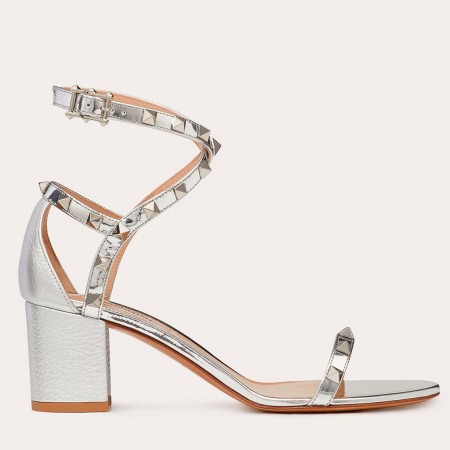 Valentino Rockstud Sandals 60mm In Laminated Calfskin