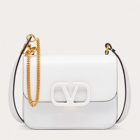 Valentino Small Vsling Shoulder Bag In White Calfskin