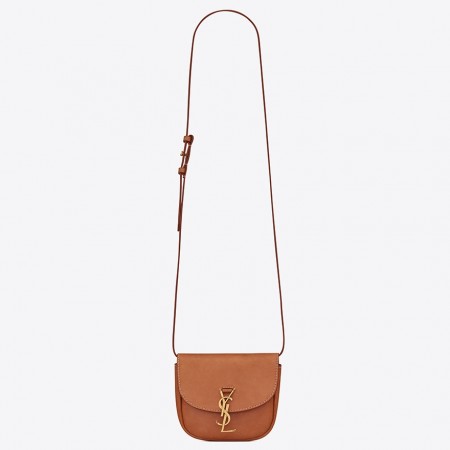 Saint Laurent Kaia Mini Satchel Bag In Brown Calfskin