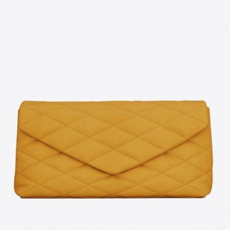 Saint Laurent Sade Puffer Envelope Clutch In Yellow Lambskin