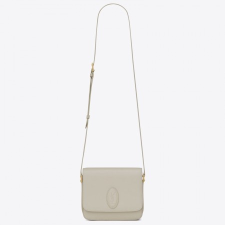 Saint Laurent LE 61 Small Saddle Bag In White Leather