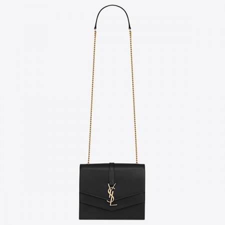 Saint Laurent Medium Sulpice Bag In Black Calfskin