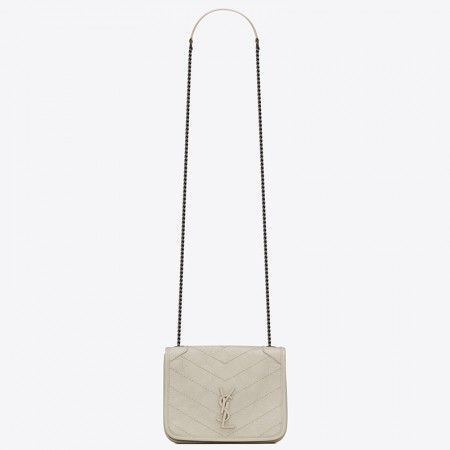 Saint Laurent WOC Niki Chain Wallet In White Crinkled Leather