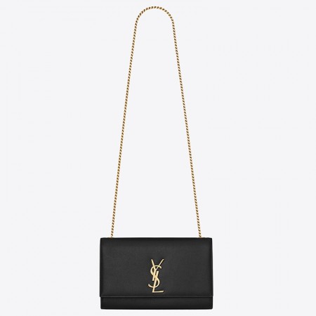 Saint Laurent Medium Kate Bag In Black Grained Leather