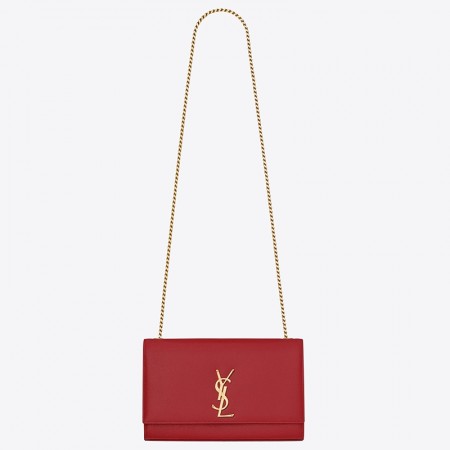 Saint Laurent Medium Kate Bag In Red Grained Leather