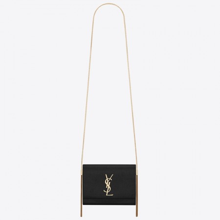 Saint Laurent Kate Box Bag In Black Grained Leather