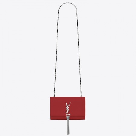 Saint Laurent Small Kate Tassel Bag In Red Grained Leather