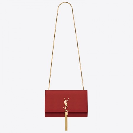 Saint Laurent Medium Kate Bag With Tassel In Red Smooth Leather