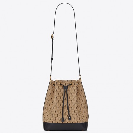 Saint Laurent Monogram All Over Bucket Bag In Canvas