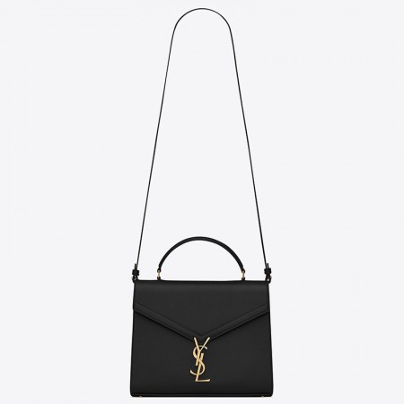 Saint Laurent Cassandra Medium Bag In Black Grained Leather