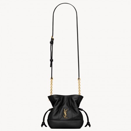 Saint Laurent Jamie Mini Shoulder Pouch in Black Lambskin