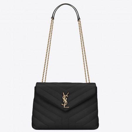 Saint Laurent Loulou Small Bag In Black Matelasse Leather