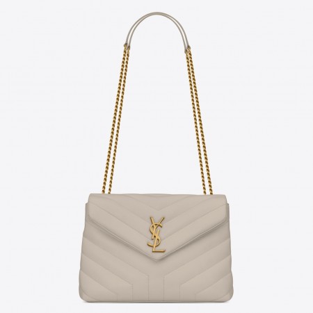 Saint Laurent Loulou Small Bag In White Matelasse Leather
