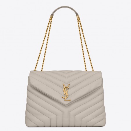 Saint Laurent Loulou Medium Bag In White Matelasse Leather