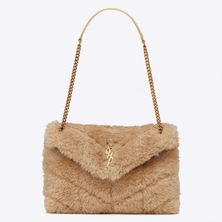 Saint Laurent Loulou Small Bag In Beige Shearling